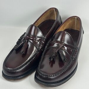 Johnston & Murphy Mens 10D Dress Shoe Oxblood Burgundy Tassel Loafers Leather